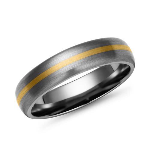 Matte titanium ring met 14 karaat goud inleg