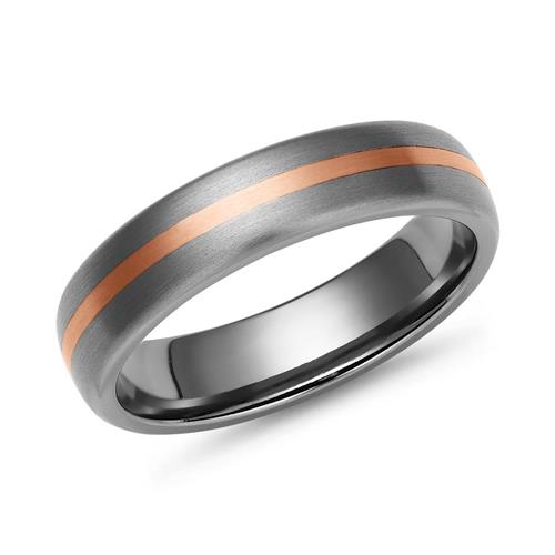 Matt titanium ring with 14ct red gold inlay