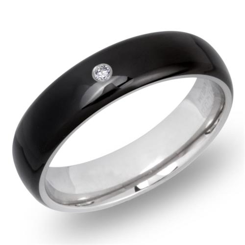 Zwarte titanium ring met Diamant 0,02 ct