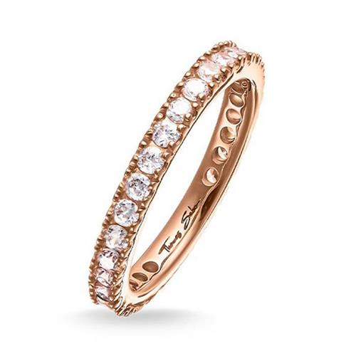 Ladies ring in rose gold-plated 925 silver with zirconia