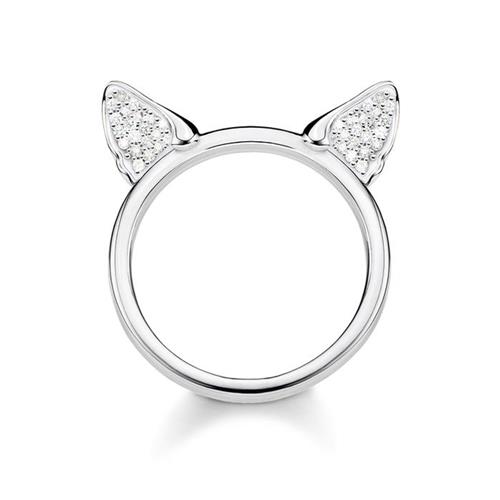 Ladies ring cat ears sterling silver with zirconia