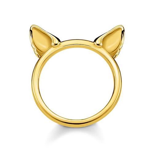 Anillo de orejas de gato de plata 925 dorada
