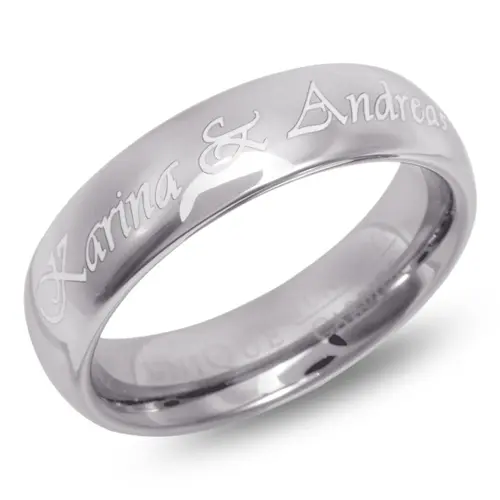 Glossy tungsten ring laser engraving robust