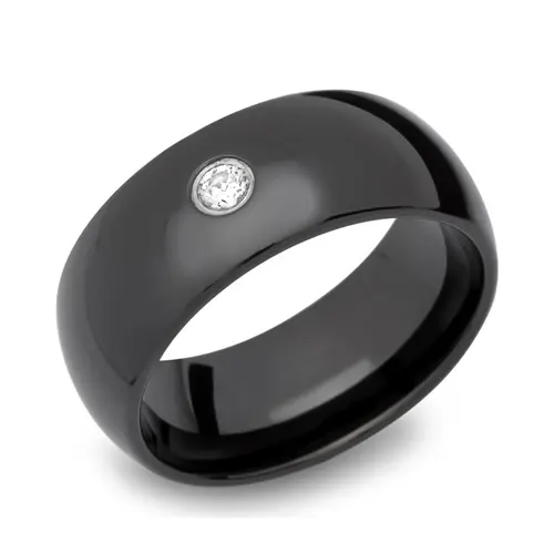 Polished tungsten ring black zirconia
