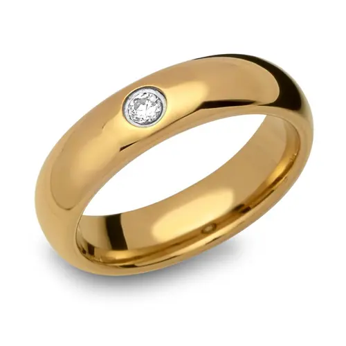 Gold plated tungsten ring zirconia 5mm