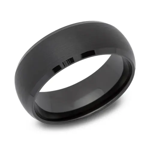 Tungsten ring zwart, rond oppervlak