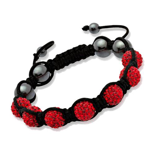 Pulsera de la suerte cristales rojos y hematites