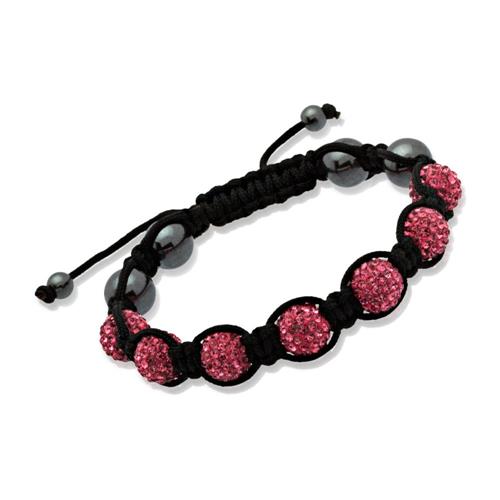 Pulsera de la suerte cristales rosas y hematites