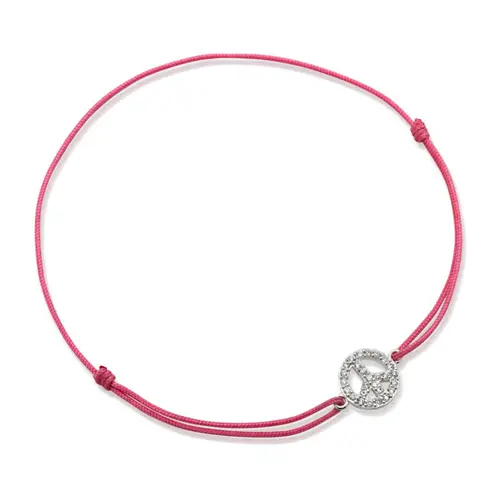 Roze textiel armband met zilverkleurig element