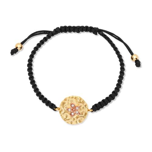 Textile bracelet gold pendant flower