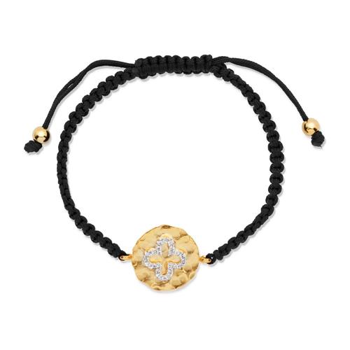 Pulsera textil colgante de plata chapada en oro