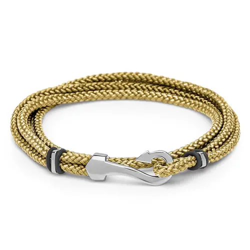 Textile bracelet beige with hook clasp