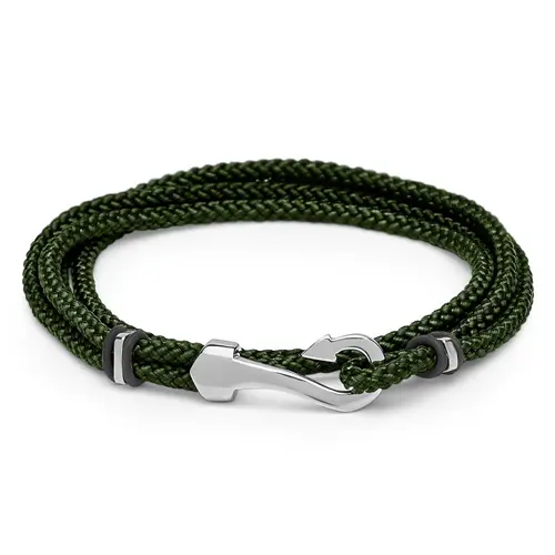 Bracelet textile green with hook closure