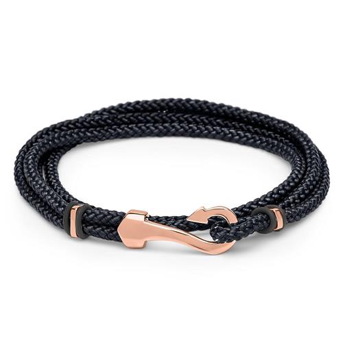 Bracelet textile black blue with rose hook
