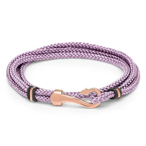 Women's bracelet textile purple with rosã¨ anchor