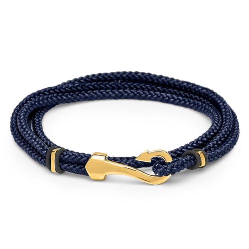 Unisex bracelet blue black with gold hook