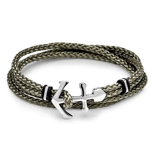 Men's bracelet grey with silver anchor clasp