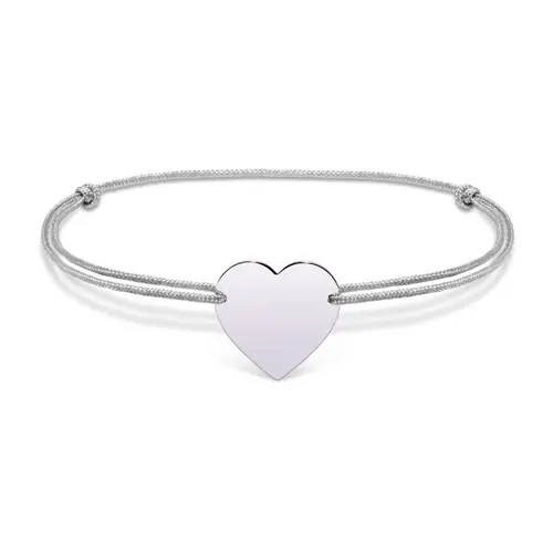 Pulsera textil con corazón grabable de plata 925