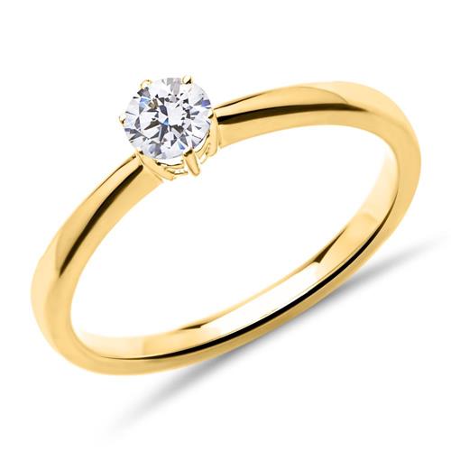 14K gold solitaire ring with Lab-grown diamond