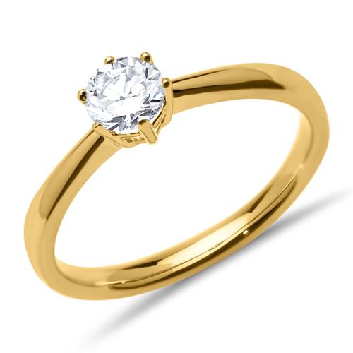 14ct yellow gold engagement ring diamond 0,50ct