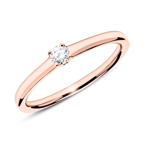 Engagement ring in 14ct rose gold with diamond 0,10 ct.