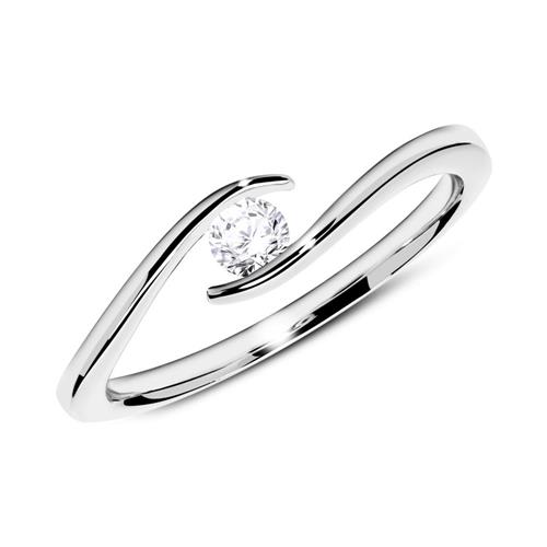 14ct white gold ring with diamond 0,15 ct.