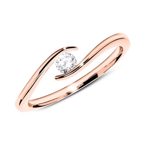 14K Roségold Ring mit Diamant 0,15 ct.