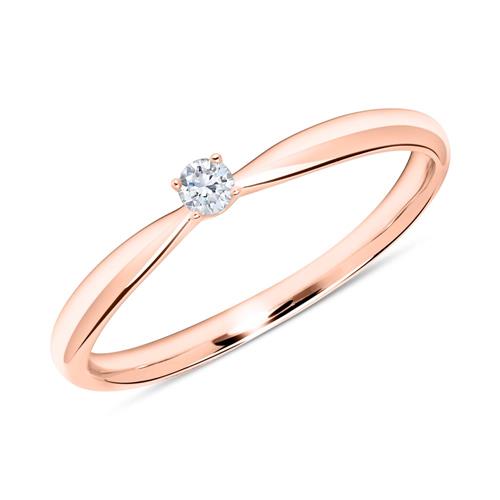 14 quilates anillo de compromiso de oro rosa con diamante 0,05 ct.