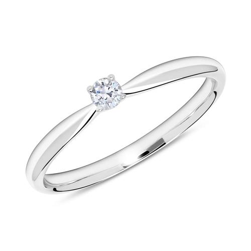 14ct white gold ring with diamond 0,10 ct.