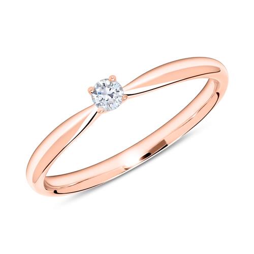 Ring in 18ct rose gold with diamond 0,10 ct.