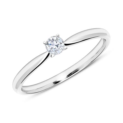 14ct white gold engagement ring with diamond 0,15 ct.