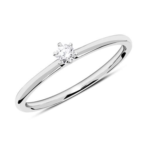 18ct white gold solitaire ring with diamond 0.10 ct.