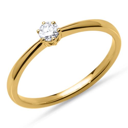 Engagement ring in 18ct gold with diamond 0,15 ct.