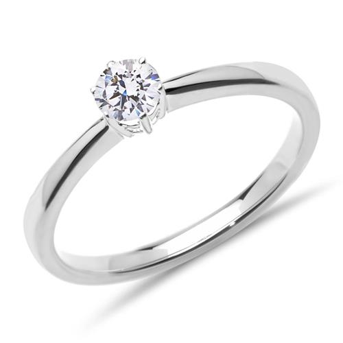 18K white gold solitaire ring with diamond, Lab-grown