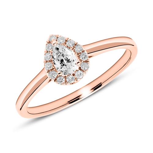 Verlovingsring in 14 karaat roségoud met Diamanten