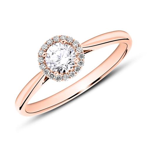 Engagement ring in 18ct rose gold with diamonds