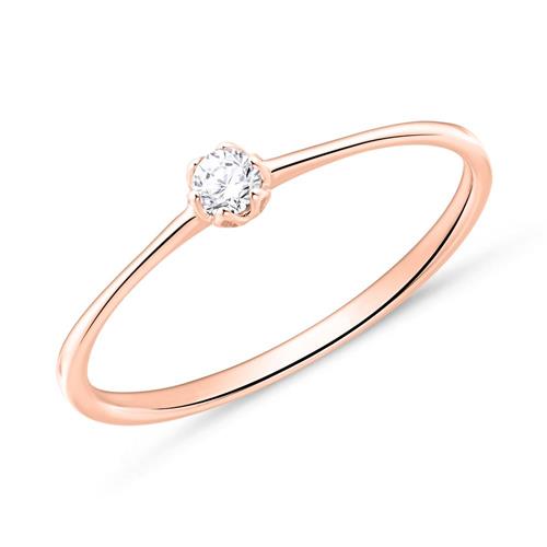 Solitaire ring in 18ct rose gold with diamond