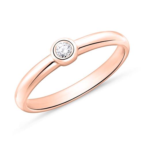 14 quilates anillo solitario de oro rosa con diamante