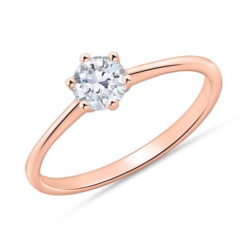 14 quilates anillo de compromiso de oro rosa con diamante