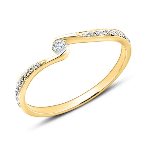 Engagement ring in 14ct gold with diamonds