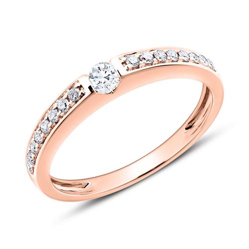 Engagement ring in 14ct rose gold with diamonds