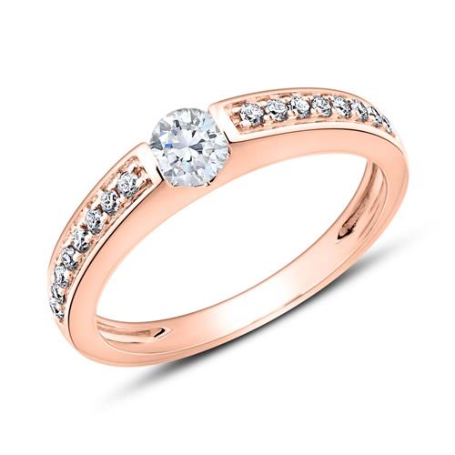 Ladies ring in 18ct rose gold with diamonds