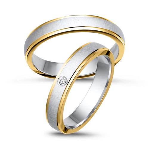 Wedding rings 14ct yellow-white gold with diamond