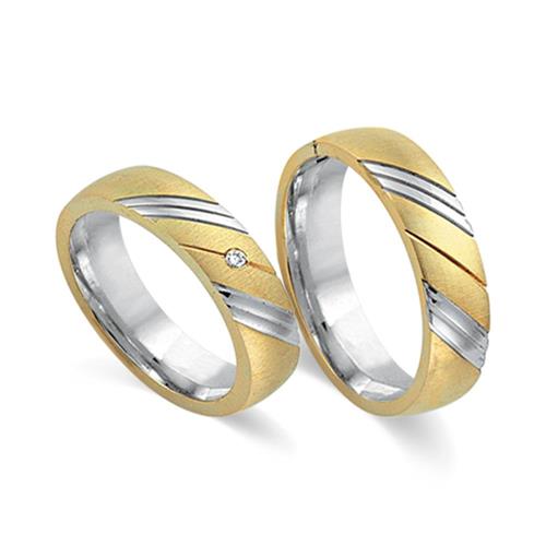 Wedding rings 14ct yellow-white gold with diamond