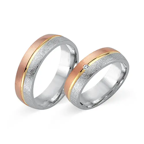 8ct tricolor gold wedding rings with diamond