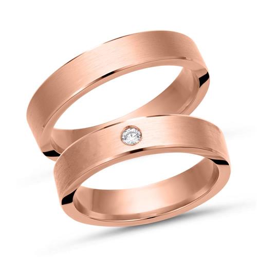 Wedding rings 18ct red gold with diamond