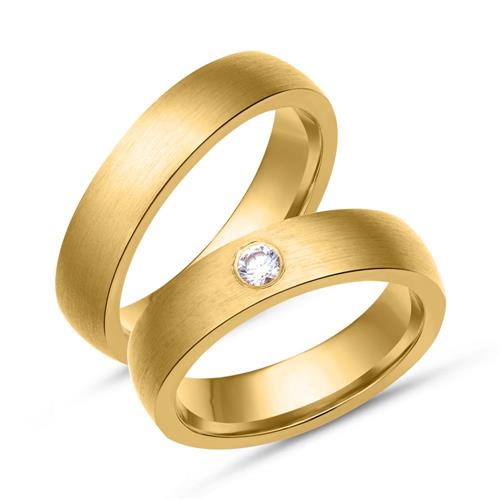 Wedding rings 18ct yellow gold with diamond