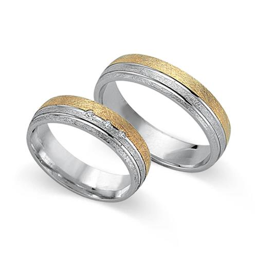 Wedding rings 8ct yellow-white gold 3 diamonds