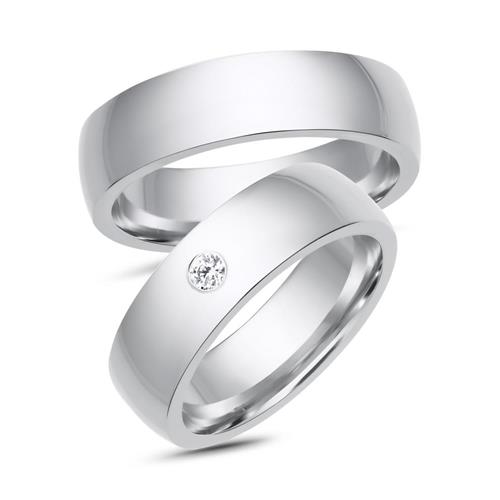 Wedding rings 14ct white gold with diamond