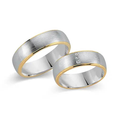 8ct yellow-white gold wedding rings 3 diamonds